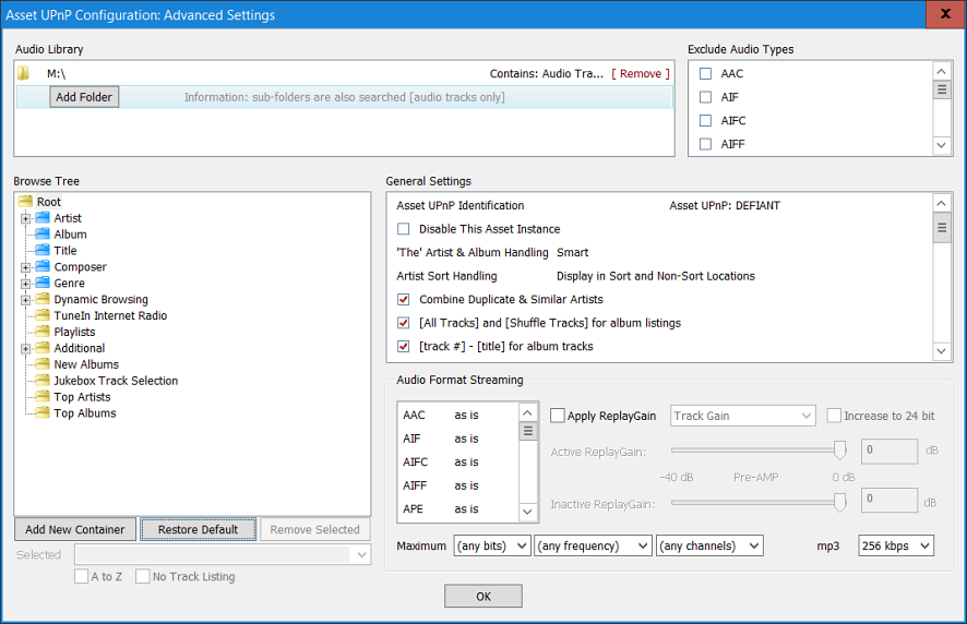 configure asset upnp for video folder